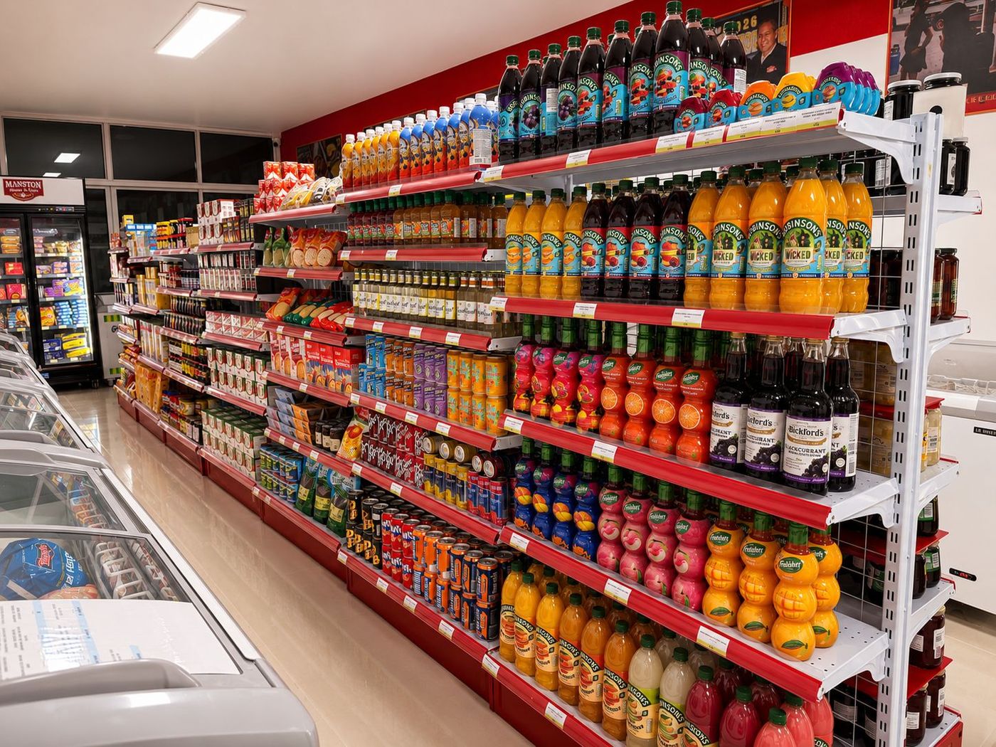 Quality meats poster and packed shelves